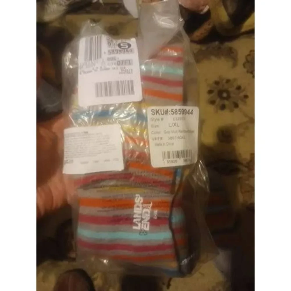 Merino wool striped sock L / extra large rainbow lands end
